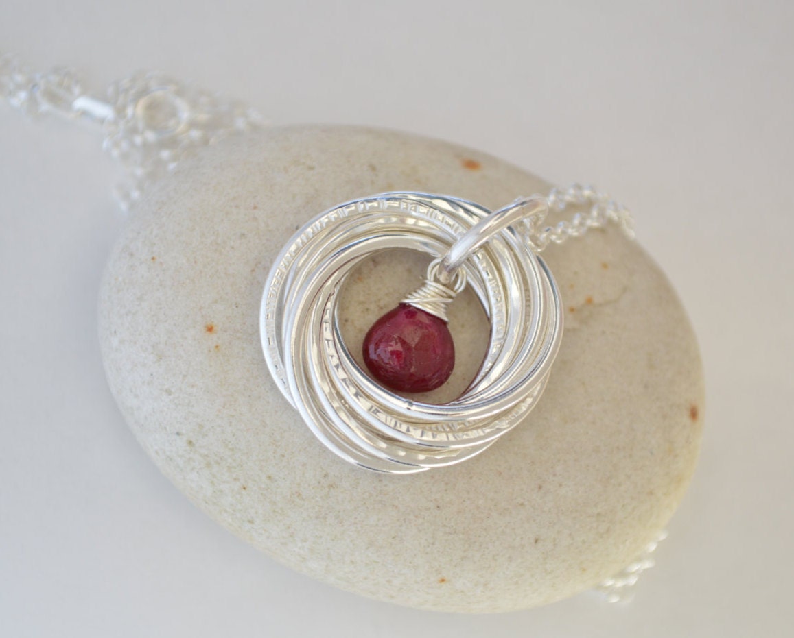 80th Birthday gift for grandma, 8th Anniversary gift, 80th Birthday jewelry for mom, July birthstone jewelry, 8 Rings for 8 decades