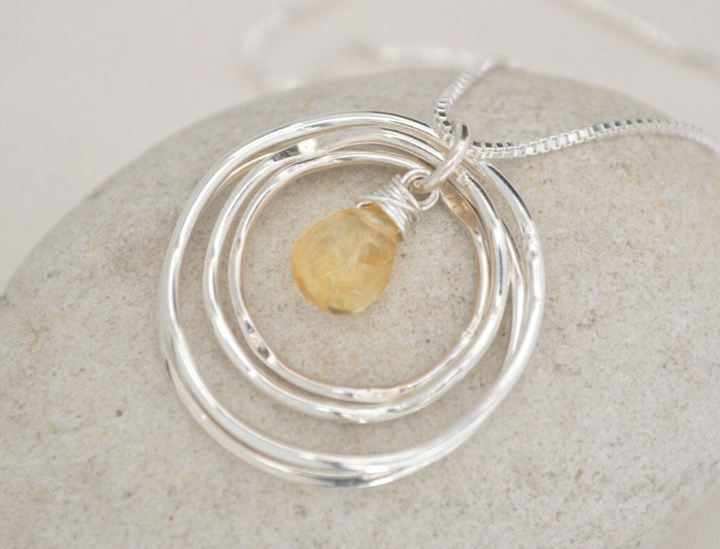 40th Birthday Gift for women, 4th Anniversary gift for wife, Gift for daughter necklace, Citrine necklace, 4 Best friend necklace