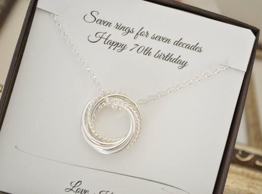 mother and grandmother jewelry, 70th Birthday gift for grandmother necklace, 7th Anniversary gift for wife, Mother's necklace