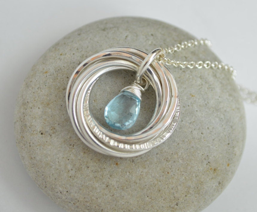 Regalo de 70 cumpleaños para mamá y abuela, collar con piedra natal de diciembre, regalo de séptimo aniversario para esposa, joyas de topacio azul, regalos para madre