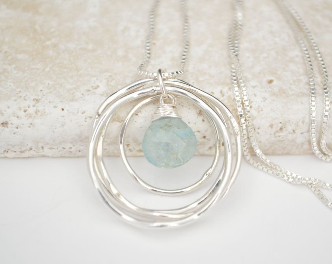 Regalo de 40 cumpleaños para ella, collar con piedra de nacimiento de aguamarina, collar para mejor amiga, regalo de cumpleaños para mujeres, regalo de 4.º aniversario para esposa
