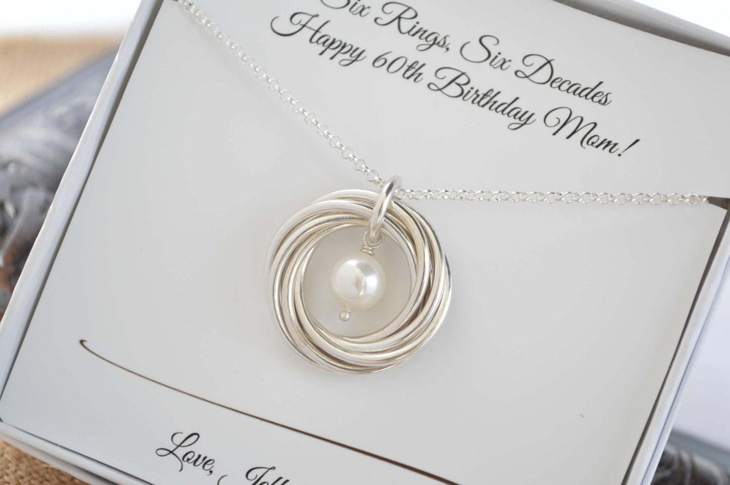 Collar de regalo de 60 cumpleaños para mamá y tía, regalo de 6.º aniversario para ella, collar con piedra de nacimiento de junio, joyería de perlas, 50.º cumpleaños para mujeres