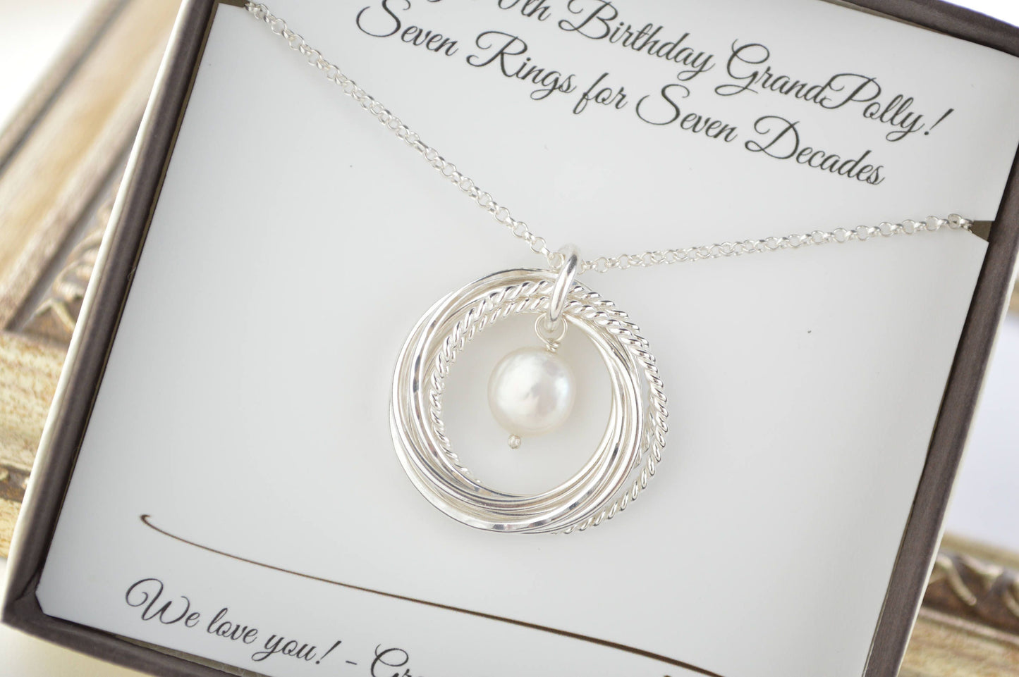 Regalo de 70 cumpleaños para mamá, joyas de 70 cumpleaños, regalo de séptimo aniversario para ella, 70 cumpleaños para mujeres, collar con piedra natal de junio, regalo de hito