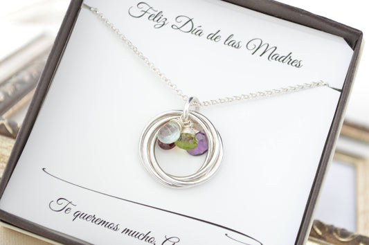 Mother gift, Mother's day gift, Necklace gift for mom, Birthstone jewelry, Mothers birthstone necklace, Family necklace, Family of 4