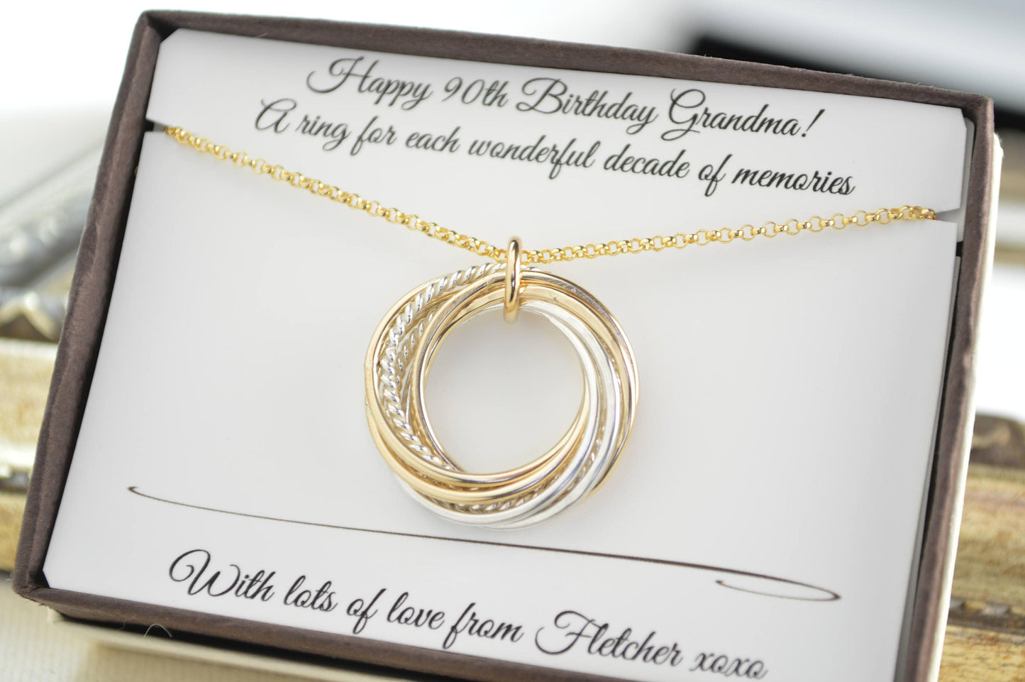 Regalo de 90 cumpleaños para mamá, joyas de 90 cumpleaños, collar de 90 cumpleaños, regalo de 9no aniversario, 90 cumpleaños para mujeres, cumpleaños importante