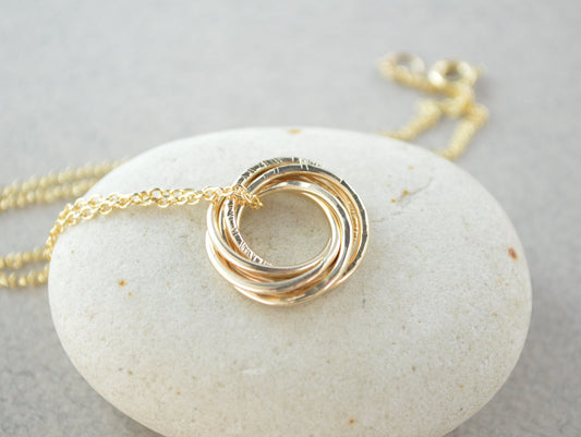 60th Birthday for mom, 6 Gold filled rings, 60th Birthday gift for women, Petite gold necklace, 6th Anniversary gift, Gift for women