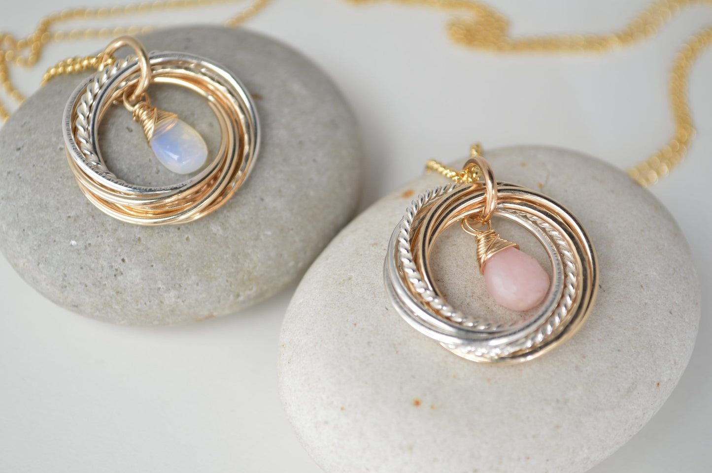 Joyas de 70 cumpleaños para mamá, joyas con piedras de nacimiento, collar de metal mixto, collar de 70 décadas, regalo de 7 anillos para 7 décadas, regalo de 70 cumpleaños