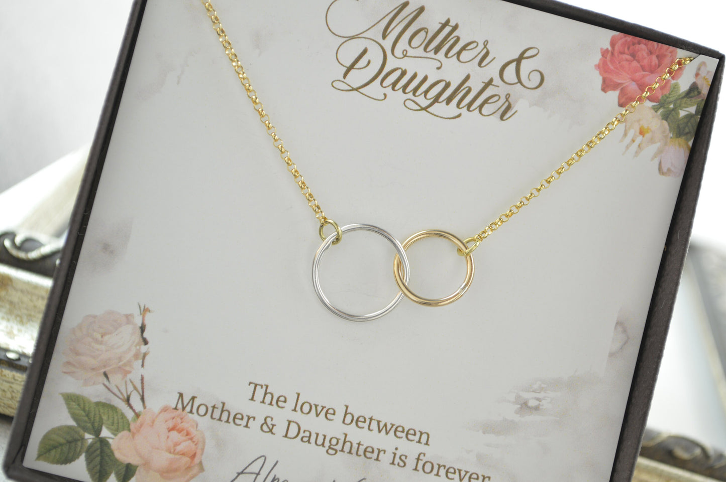 Conjunto de collar para madre e hija, regalo para la madre de la novia, collar de eternidad, regalo para madre e hija, joyas para madre e hija