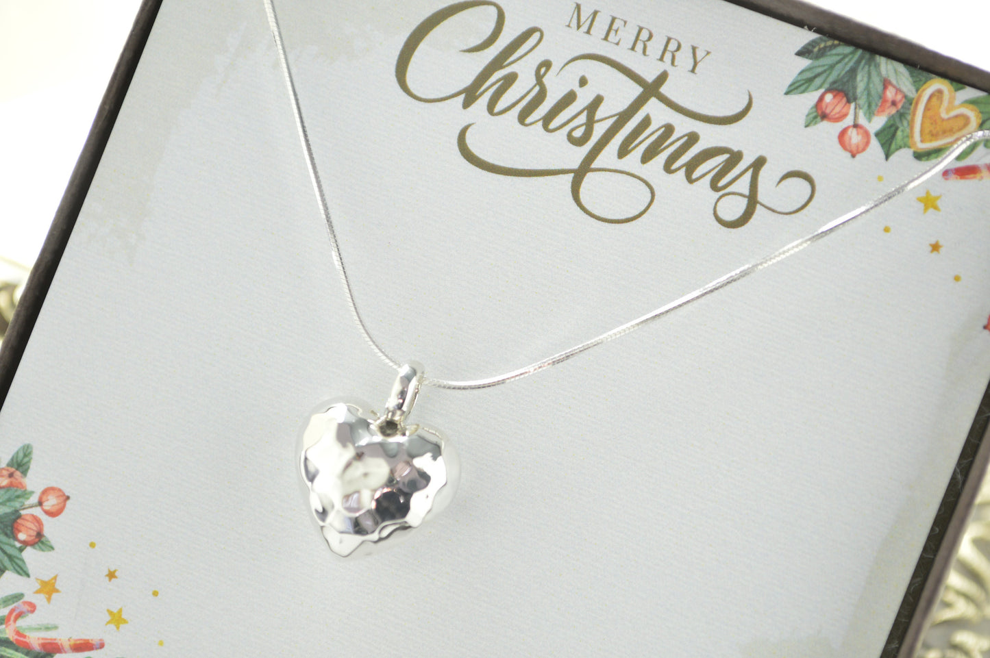 Regalos de Navidad para mujeres, regalo de Navidad para mamá, collar de corazón de plata, regalos para mujeres, regalo de Navidad para esposa