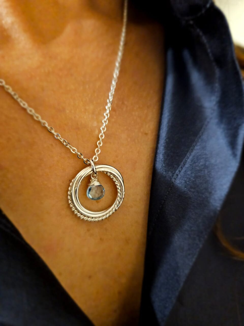 Regalo de 90 cumpleaños para abuela, collar con piedra natal de febrero, regalo del 9.º aniversario, collar de amatista, 90.º cumpleaños para mamá, collar de 9 anillos