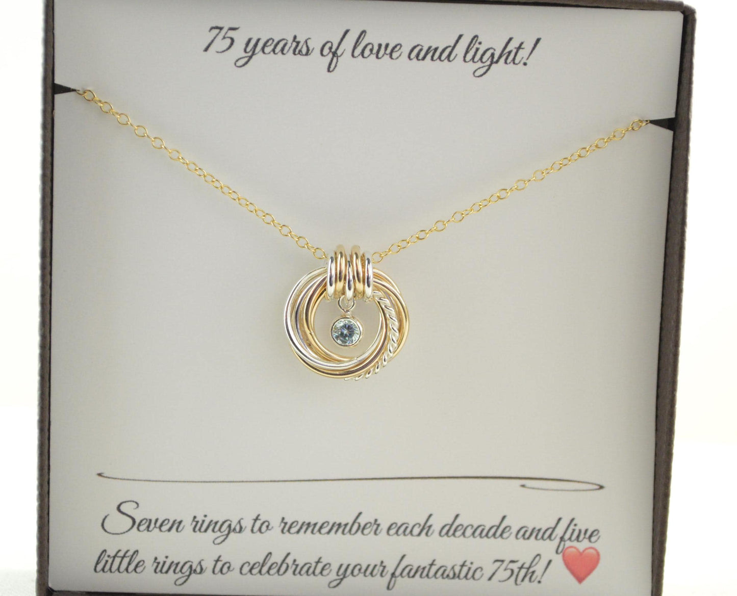 Regalos de 75 cumpleaños para mujeres, collar de oro para ella, ideas de regalos para mamá por su 75 cumpleaños, regalo para ella por su 75 cumpleaños, collar de metal mixto