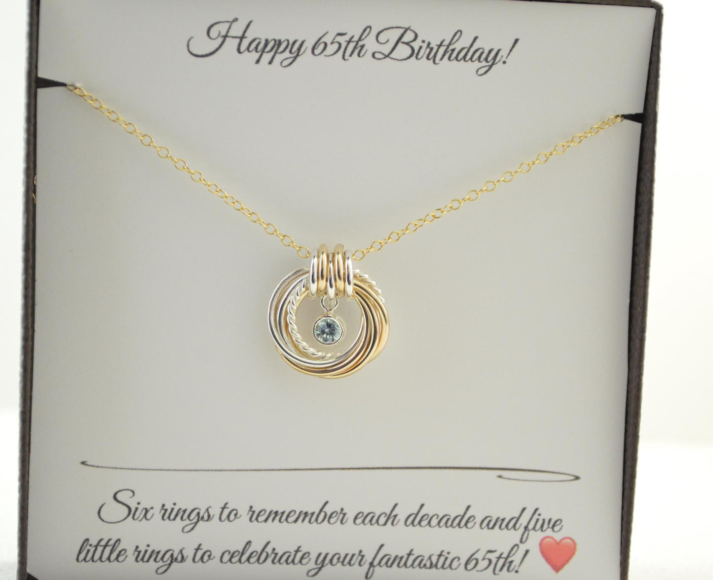 Regalos de 65 cumpleaños para mujeres, ideas de 65 cumpleaños para ella, regalo de 65 años para mamá, joyas de 65 años para mujeres, collar pequeño de oro y plata