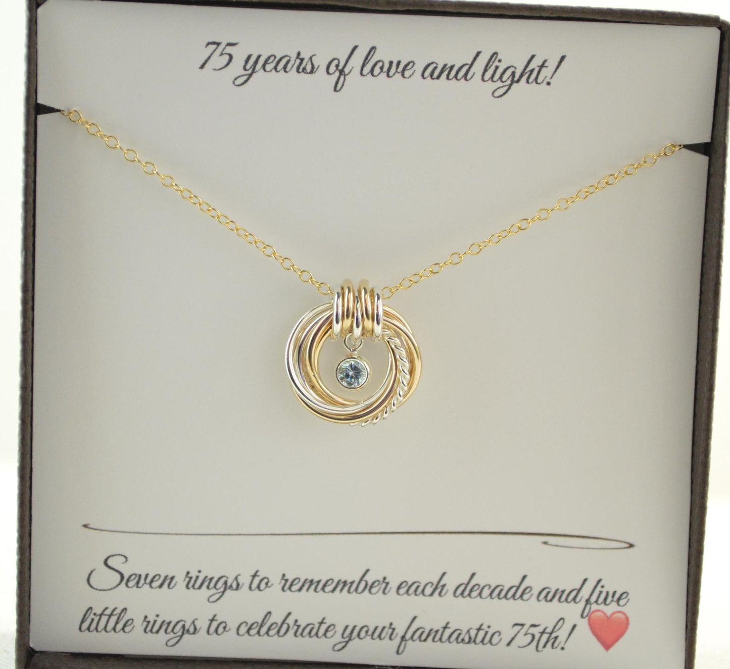 Regalos de 75 cumpleaños para mujeres, collar de oro para ella, ideas de regalos para mamá por su 75 cumpleaños, regalo para ella por su 75 cumpleaños, collar de metal mixto