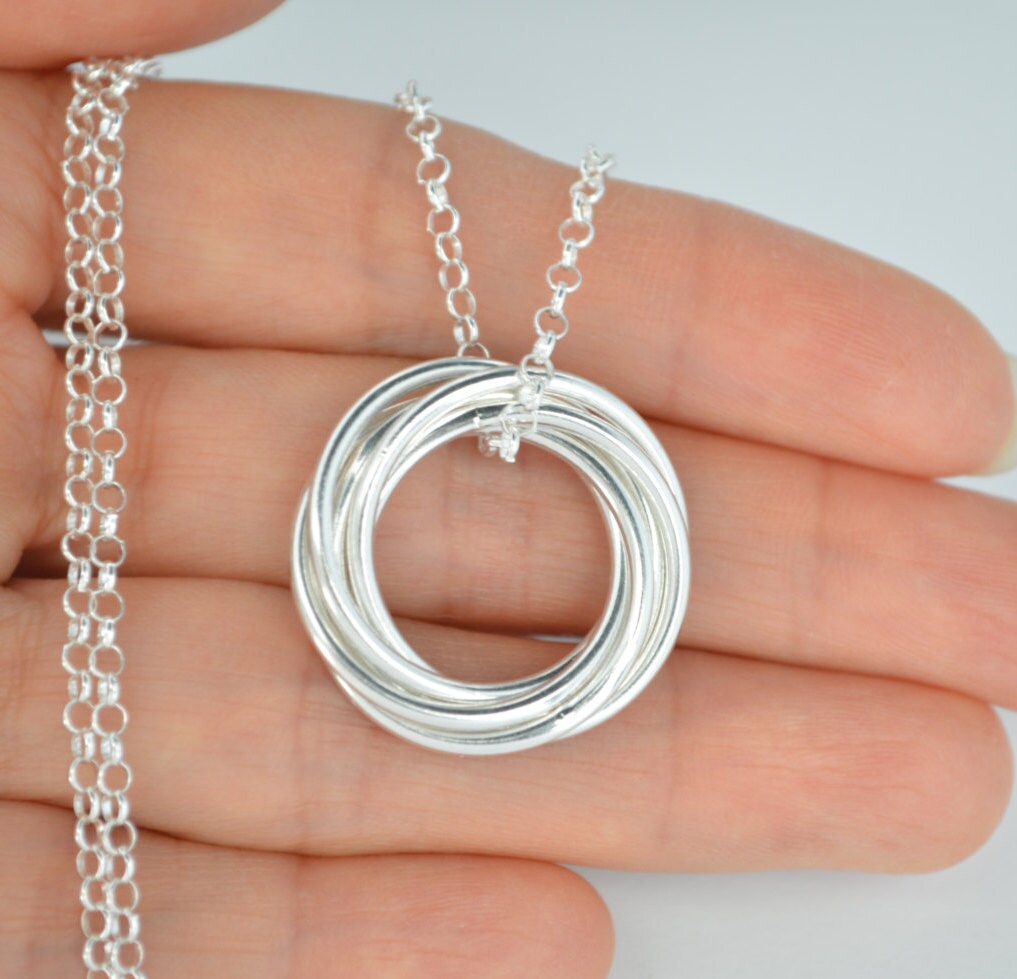 Joyas de 50 cumpleaños para mujeres, regalo de 50 cumpleaños para mujeres, regalo de 5.º aniversario para ella, collar de 5 décadas, collar de 5 anillos, hito