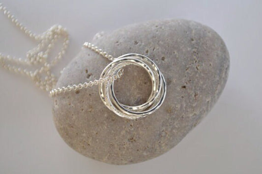 60th Birthday gift for mom, 6 Interlocked rings necklace, 60th birthday jewelry for women, 6 Decade gift, 6 Anniversary gift for her