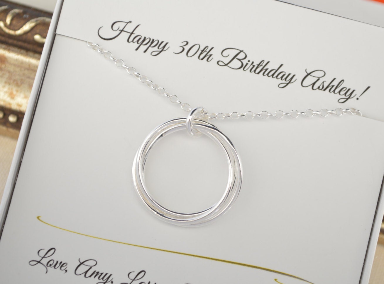 Regalo de 30 cumpleaños para hija, collar para 3 hermanas, collar para 3 mejores amigas, regalo de 30 cumpleaños para ella, joyas para 3 hermanas, collar para 3 damas de honor
