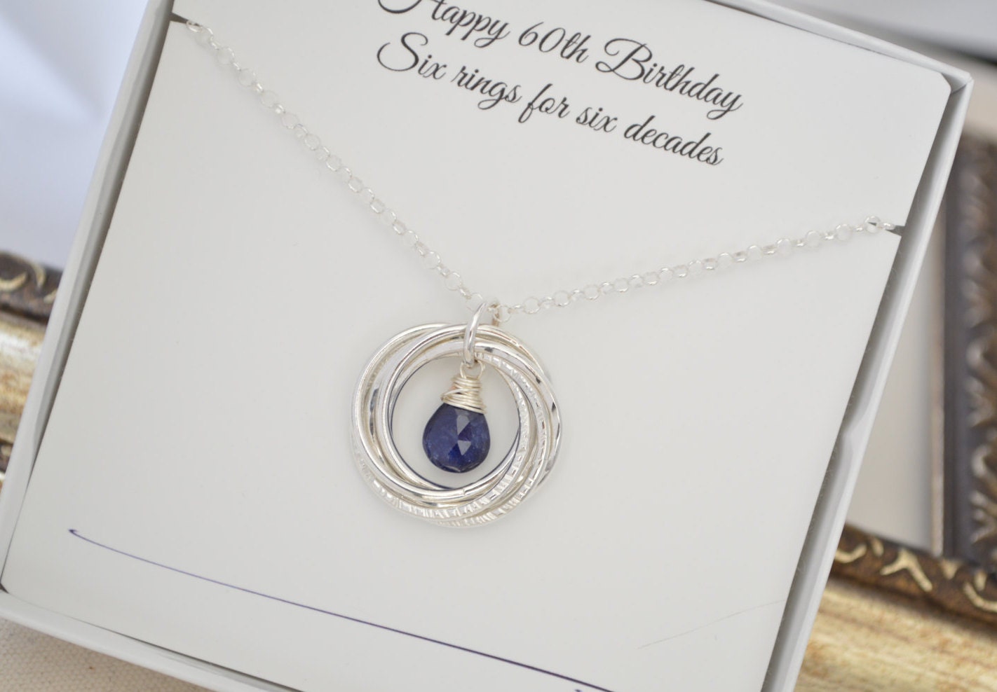 60th Birthday necklace for women, Gift for mother, 60th for wife, Blue Sapphire necklace, September birthstone necklace, Milestone jewelry