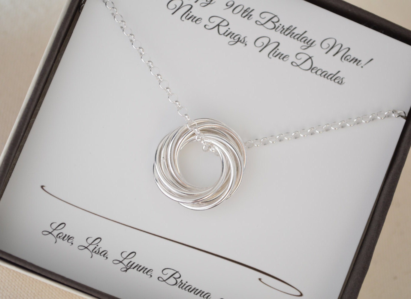 90th Birthday gift for mom, Gift for mother and grandmother necklace, 9th Anniversary, Jewelry for grandma and mom, Mom jewelry