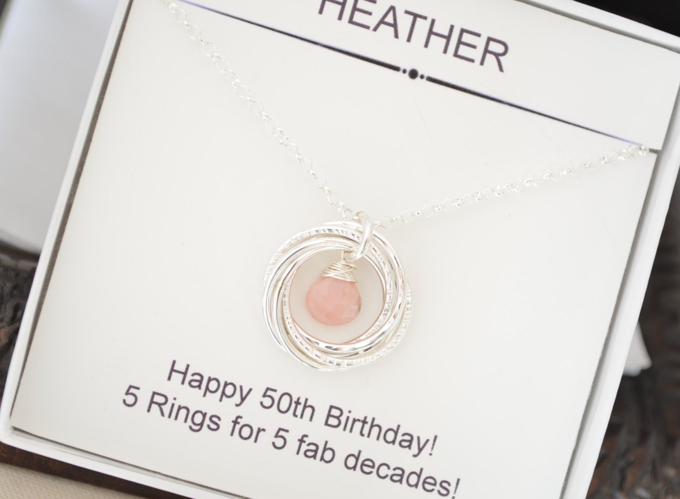 October birthstone necklace, Gift for sister necklace, Gift for mother necklace, 50th Birthday gift for mom, 5th Anniversary for her