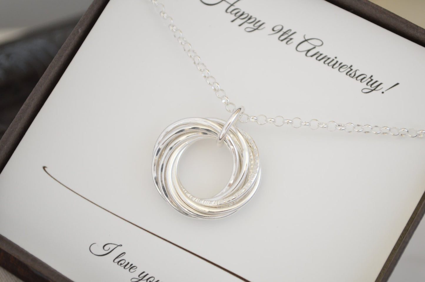 90th Birthday Gift, 90th Birthday gift for Grandma, 9 Rings necklace, 9th Anniversary gift, Gift for Mom, Milestone birthday, 9 decades gift