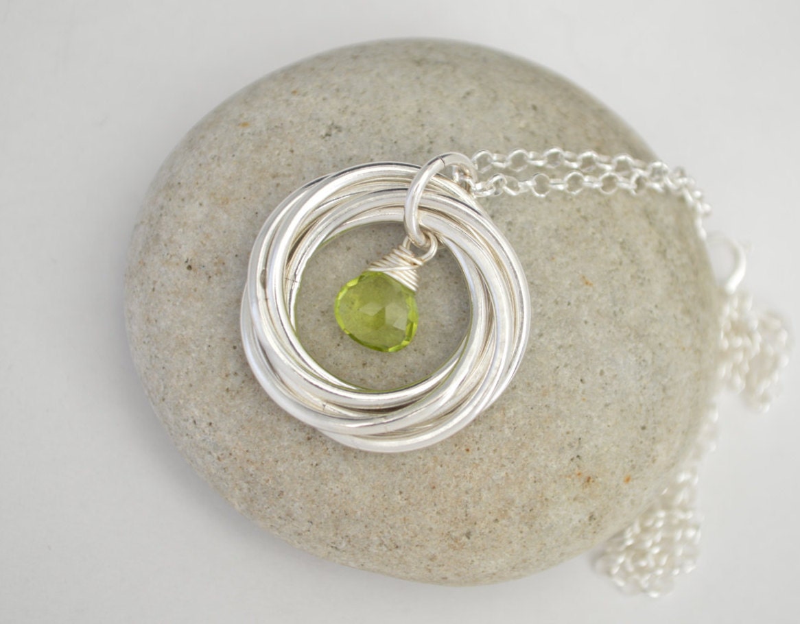 50th Gift for wife, 5th Anniversary gift for her, Family of five, 50th Gift for women, Peridot jewelry, August birthstone jewelry