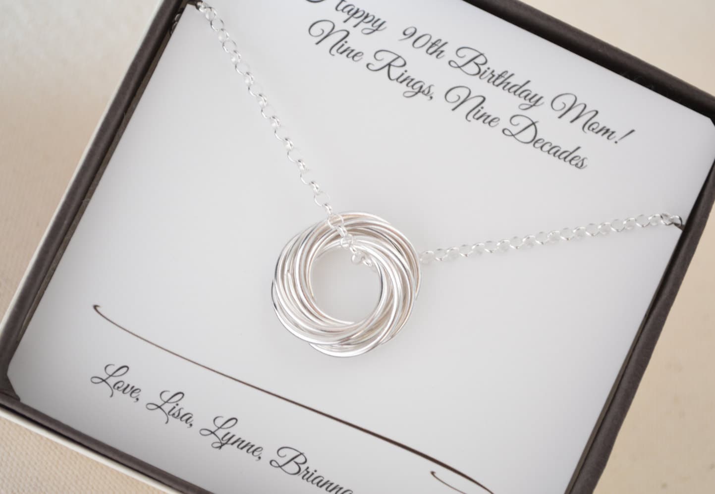 90th Birthday gift for mom, Gift for mother and grandmother necklace, 9th Anniversary, Jewelry for grandma and mom, Mom jewelry