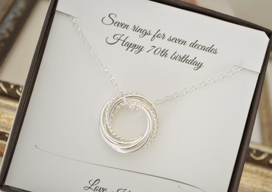 mother and grandmother jewelry, 70th Birthday gift for grandmother necklace, 7th Anniversary gift for wife, Mother&#39;s necklace