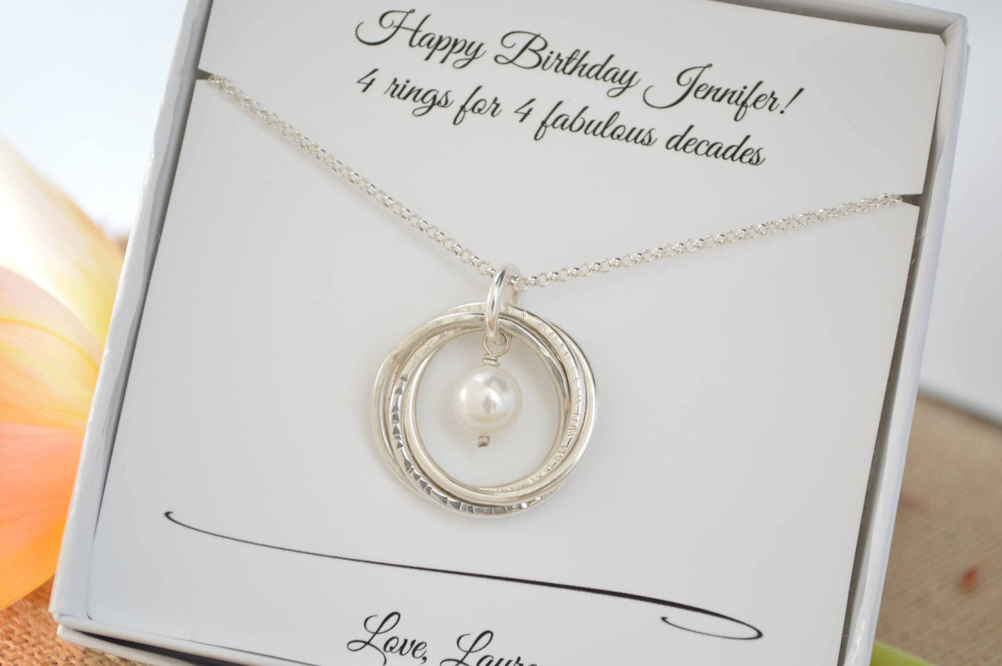 40th Birthday necklace for women, June birthstone necklace, Pearl necklace, Sister jewelry, Gift for daughter, 4th Anniversary gift for her