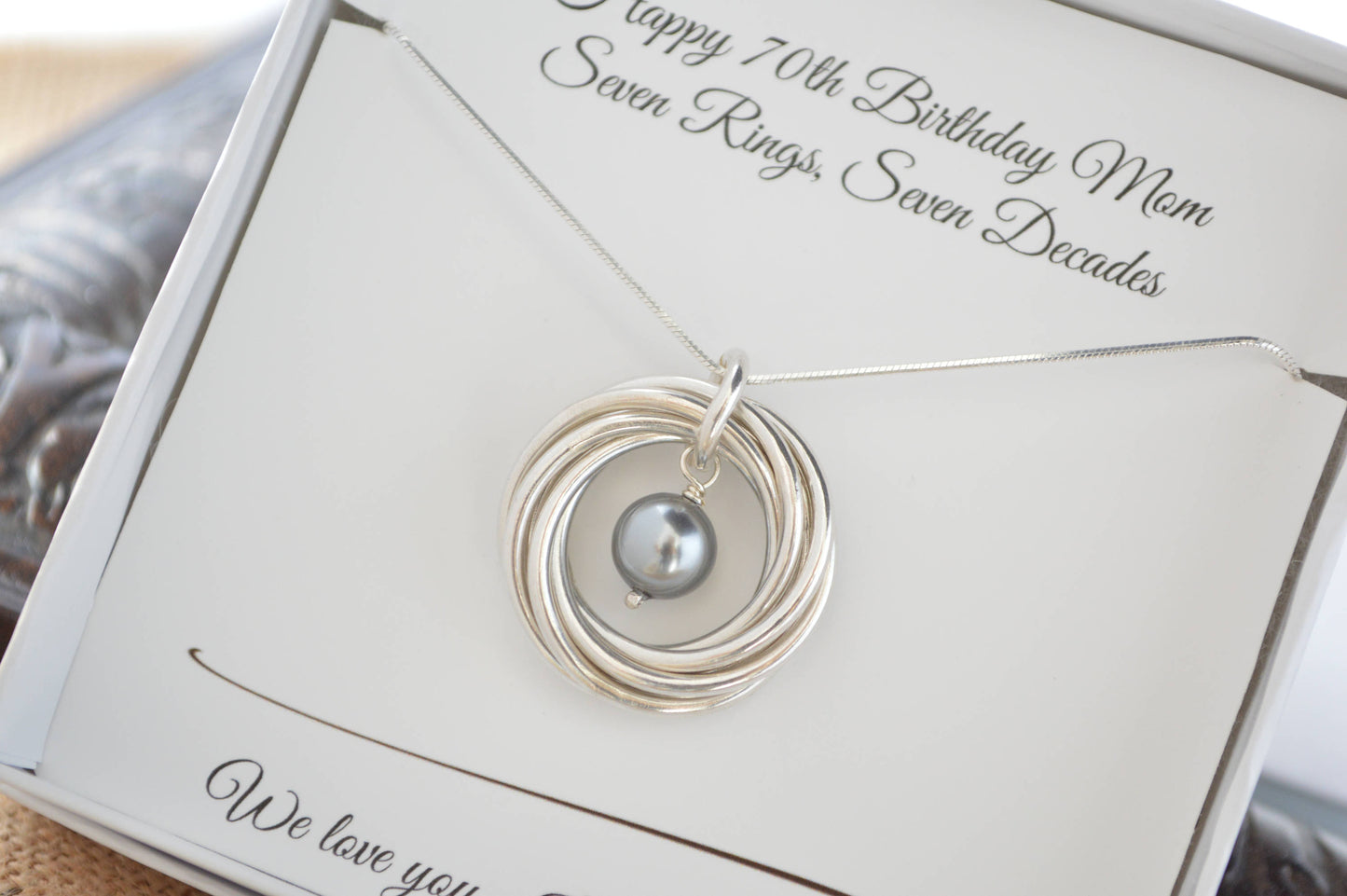 70th Birthday gift for mom, Pearl birthstone necklace, 7th Anniversary gift for women, June birthstone jewelry, 7 Birthday gift for women