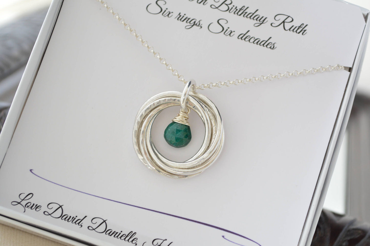 60th Birthday jewelry for mom, May birthstone necklace,  6th Anniversary gift for wife, Emerald birthstone gift, 60th Birthday gift for mom