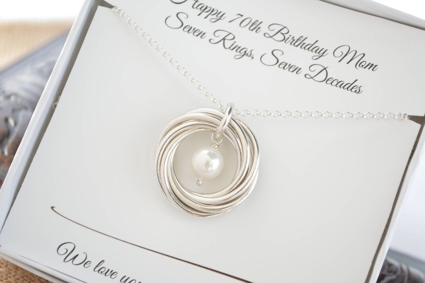 70th Birthday gift for  mom and grandmother necklace, June Birthstone necklace, Jewelry for mother,  7th Anniversary gift for wife, Pearl