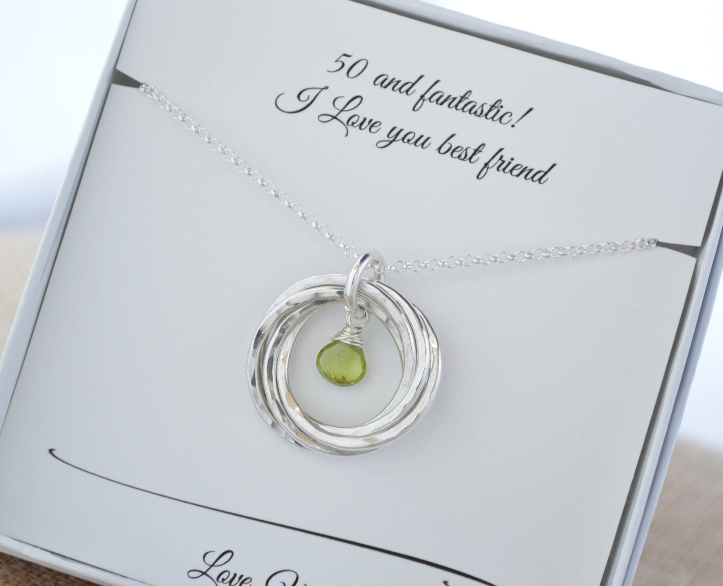 50th Gift for wife, 5th Anniversary gift for her, Family of five, 50th Gift for women, Peridot jewelry, August birthstone jewelry