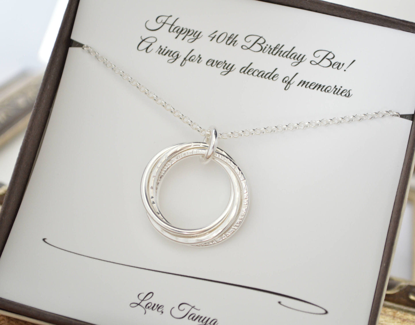 40th Birthday gift for women, 4 Rings necklace, 40th Birthday gift for her, 4 Sisters necklace, 4 Best friends gift, 4th Anniversary gift