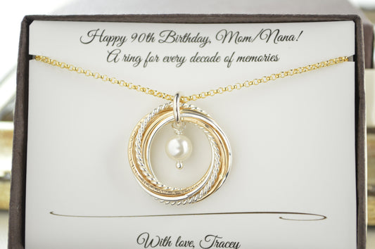 90th Birthday gift for mom, 90th Birthday for grandma, 90th Milestone, June birthstone necklace, 9th Anniversary, Birthstone Jewelry