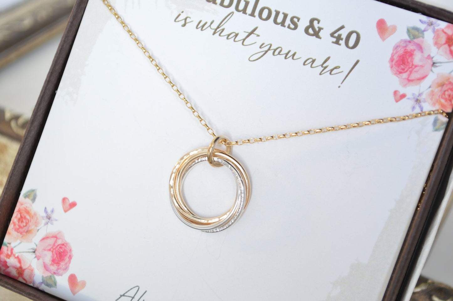 40th Birthday jewelry for women, 4 Rings for 4 decades, 4 Sisters necklace, 40th Birthday for her, 4 Decades necklace, 4 Rings necklace