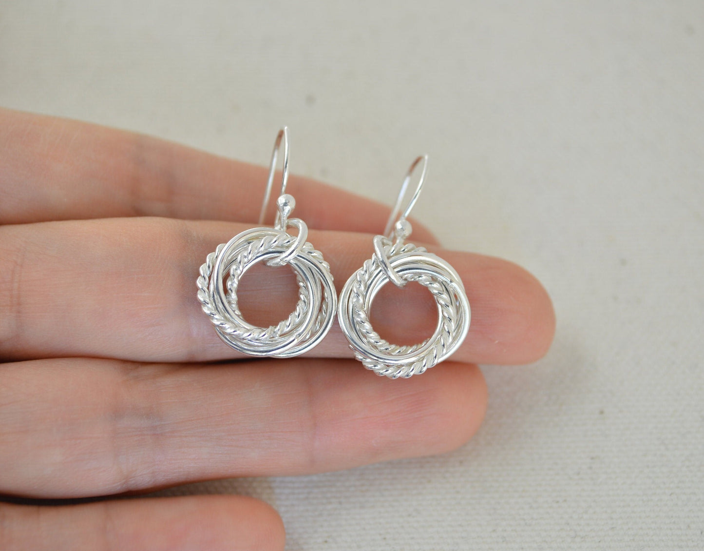 50th Birthday gift for mom, Gift for sister, 5th Anniversary gift women, 5 Rings earrings, 50th Birthday jewelry, 50th Birthday earrings