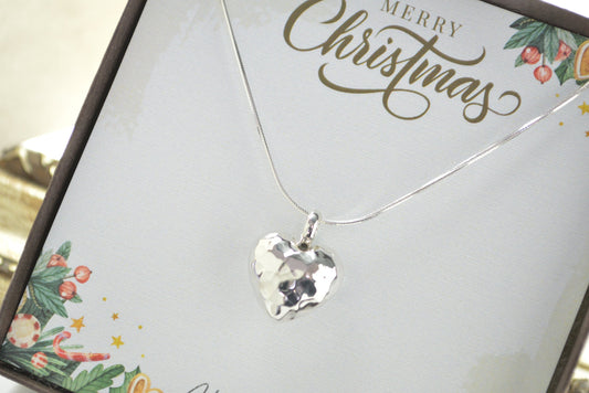 Christmas gifts for women, Christmas gift for mom, Silver heart necklace, Gifts for women, Christmas present for wife