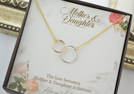 Mother and daughter necklace set, Mother of the bride gift, Eternity necklace, Mother and daughter gift, Mother and daughter jewelry