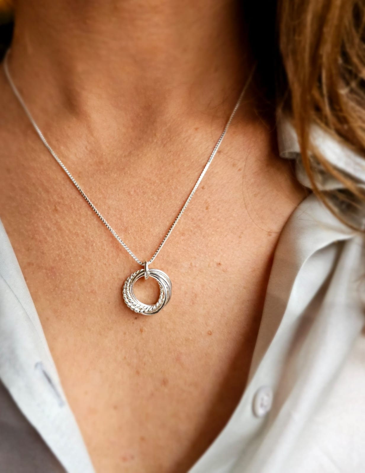 70th Birthday gift for mom, 7 Rings necklace, 70th Birthday jewelry, 70th Birthday gift for women,  70th Birthday necklace, Dainty necklace