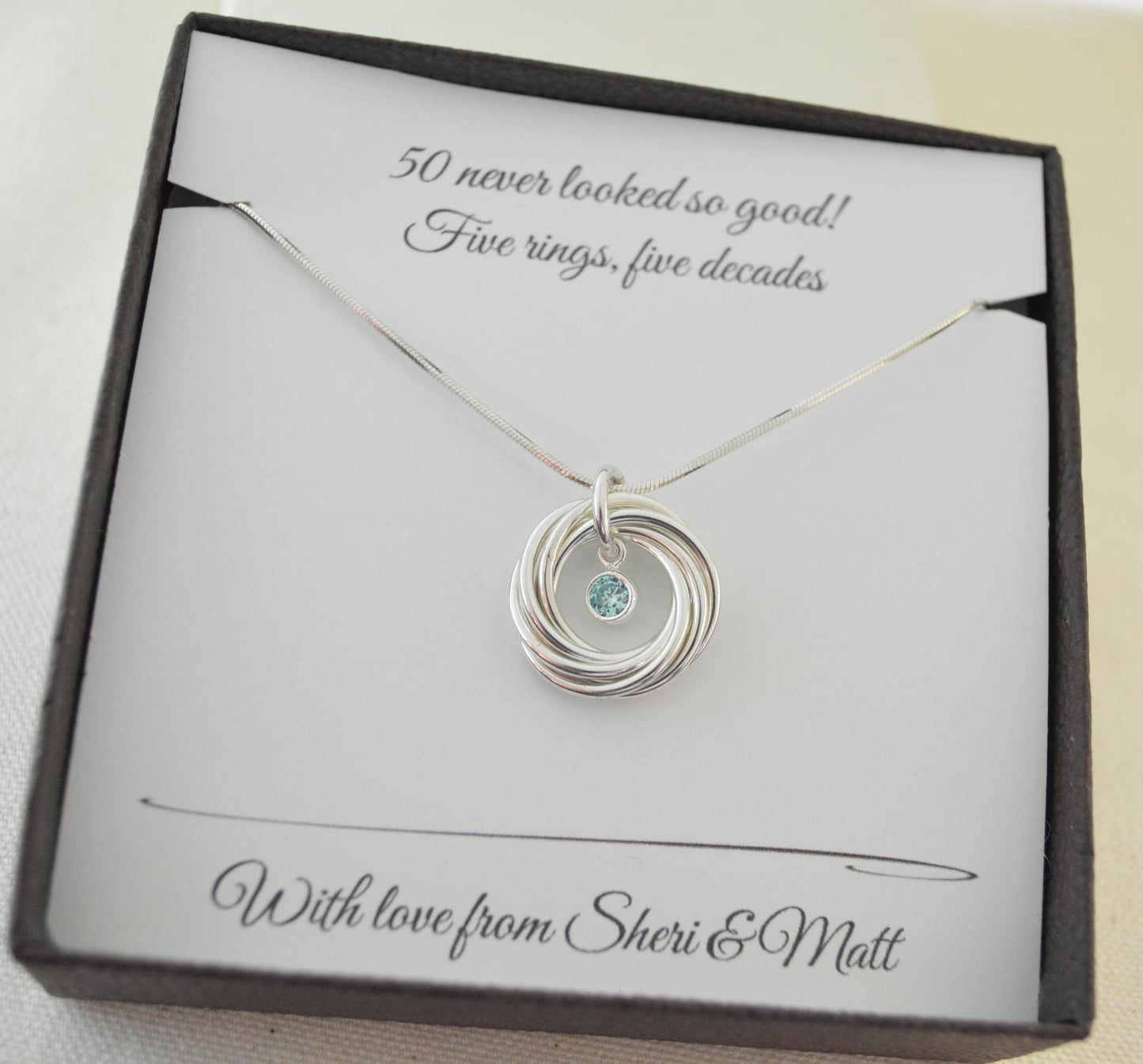 50th Birthday Gifts for Women, Silver Necklace, 5th Anniversary Gift for Her, 50 year old gifts for Women, 50th Birthday Gift Ideas