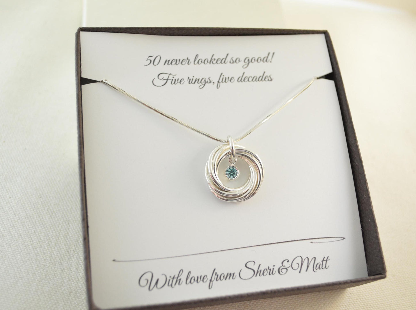 50th Birthday Gifts for Women, Silver Necklace, 5th Anniversary Gift for Her, 50 year old gifts for Women, 50th Birthday Gift Ideas