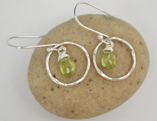 Peridot earrings, Peridot jewelry, August birthstone, Birthday Jewelry, Gemstone earrings, Handmade gemstone, Dangle earrings, Silver