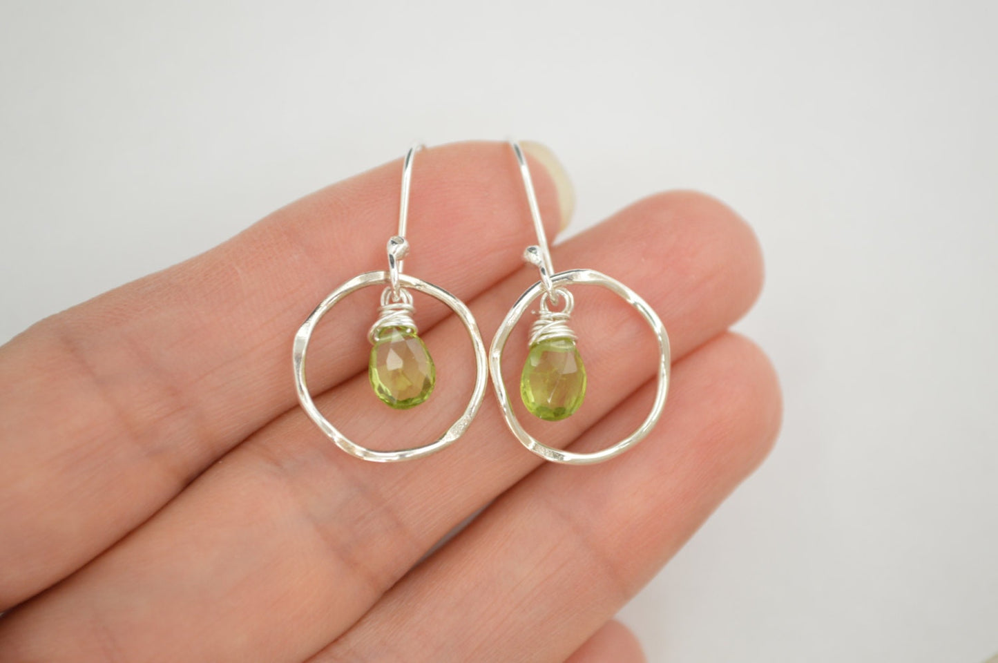 Peridot earrings, Peridot jewelry, August birthstone, Birthday Jewelry, Gemstone earrings, Handmade gemstone, Dangle earrings, Silver