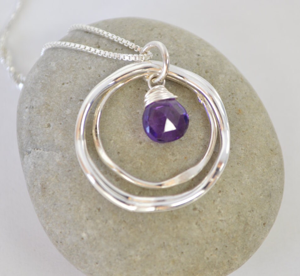 30th Birthday Gift for Her, 3rd Anniversary Gift for Women, Birthday Gift, Amethyst Necklace, Best Friend Gift, Sister Necklace,3 Rings Neck