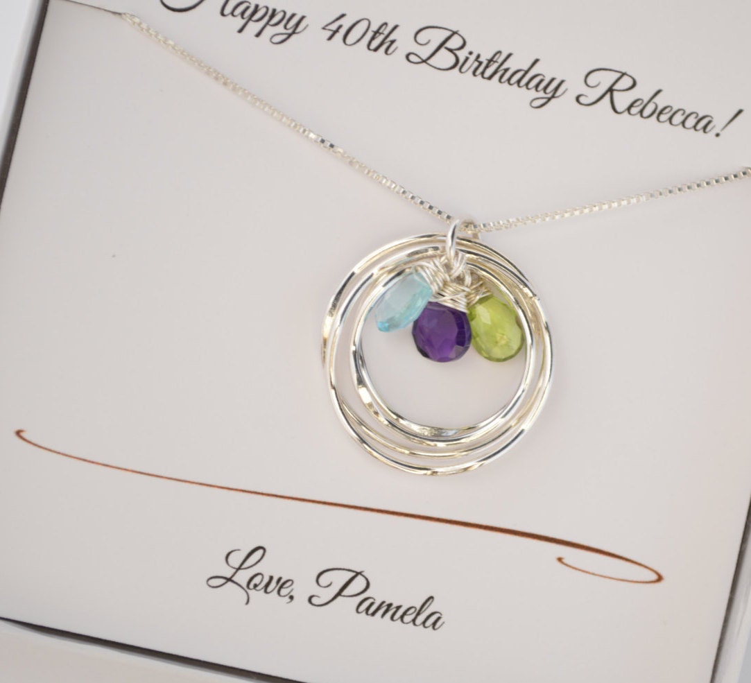 Mothers birthstone necklace, Gift for mom, 40th Birthday gift for mom, Gift for wife