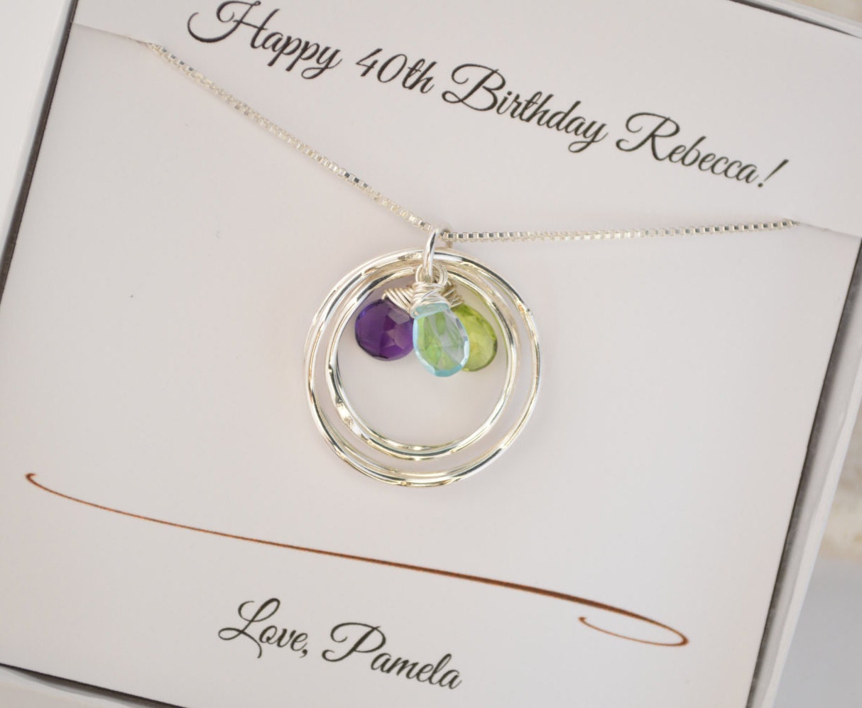 Mothers birthstone necklace, Gift for mom, 40th Birthday gift for mom, Gift for wife