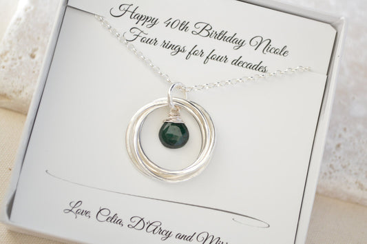 40th Birthday gift for women, May birthstone jewelry, May birthstone jewelry, Emerald necklace, Mother necklace,4th Anniversary gift for her