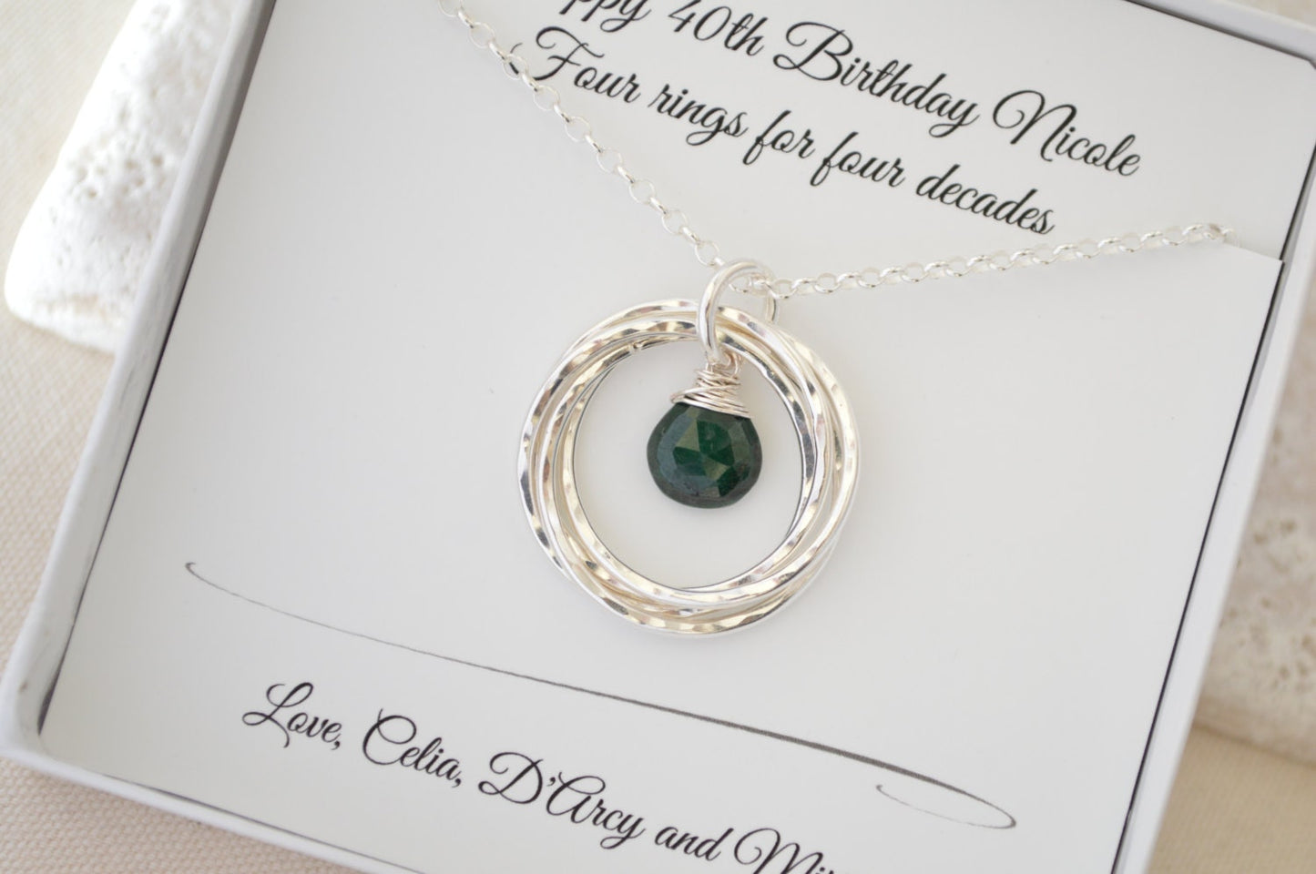 40th Birthday gift for women, May birthstone jewelry, May birthstone jewelry, Emerald necklace, Mother necklace,4th Anniversary gift for her